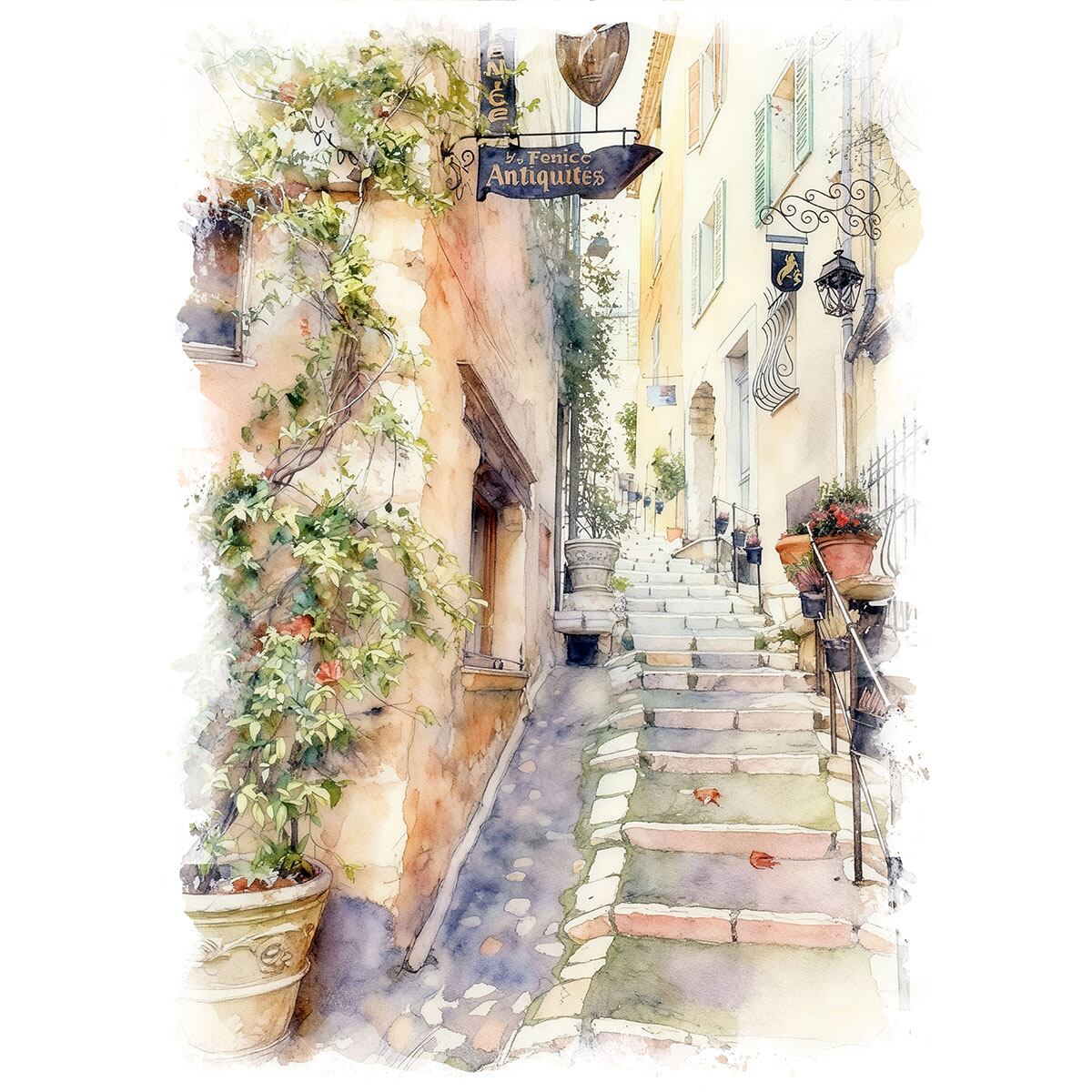 絵画 フランス 風景画(街並み) サン・ポール・ド・ヴァンス インテリア