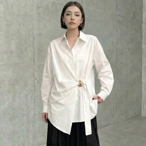 Twist buckle long shirt【2color】 C1436