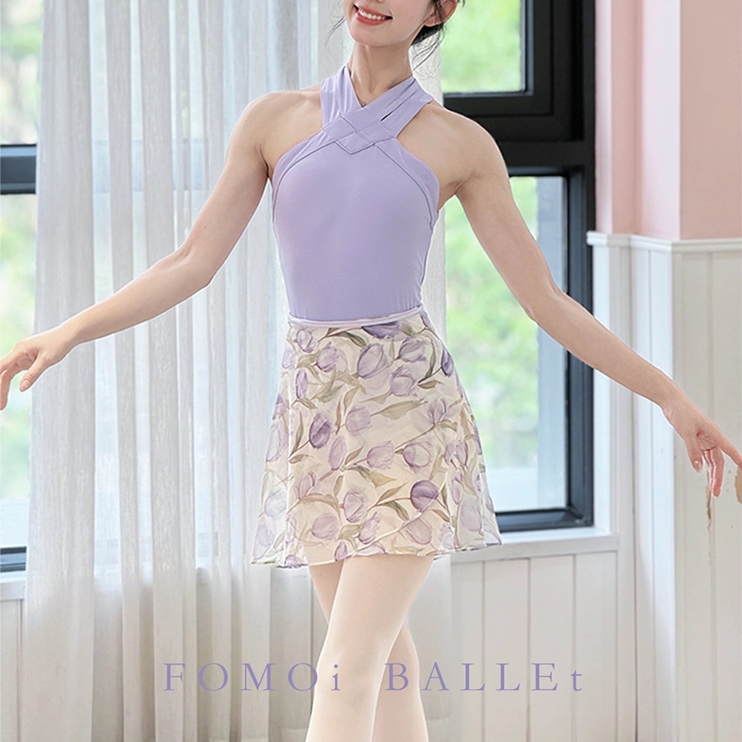 Fomoi Ballet チューリップ ラベンダーフローラル バレエラップ