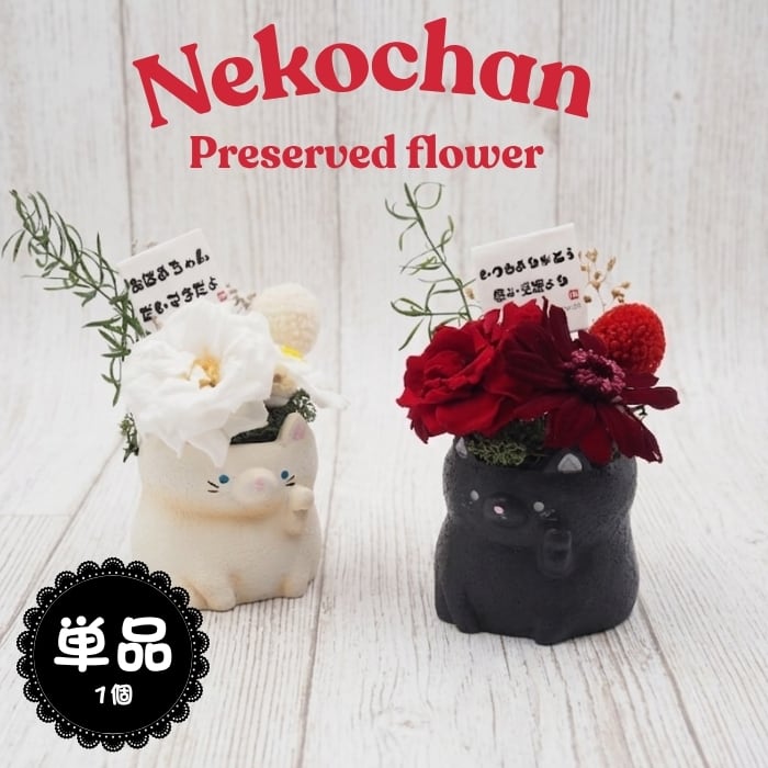 猫とプリザーブドフラワー 名入れ＊猫のフラワーギフト♪プリザーブドフラワー自由なメッセージを