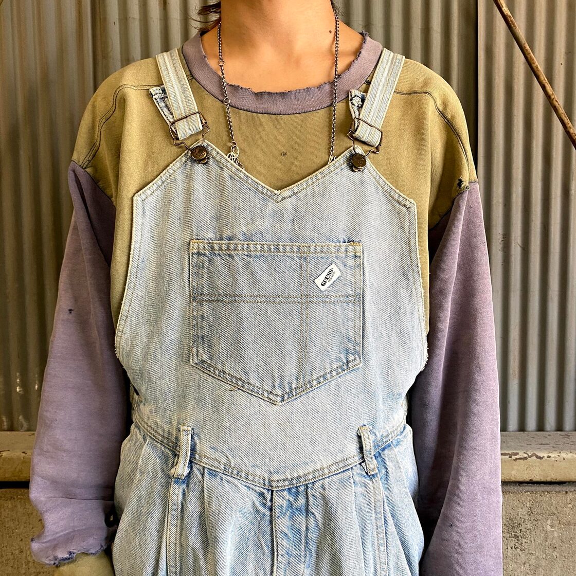 80〜90年代 USA製 GUESS ゲス カットオフ デニム オーバーオール 