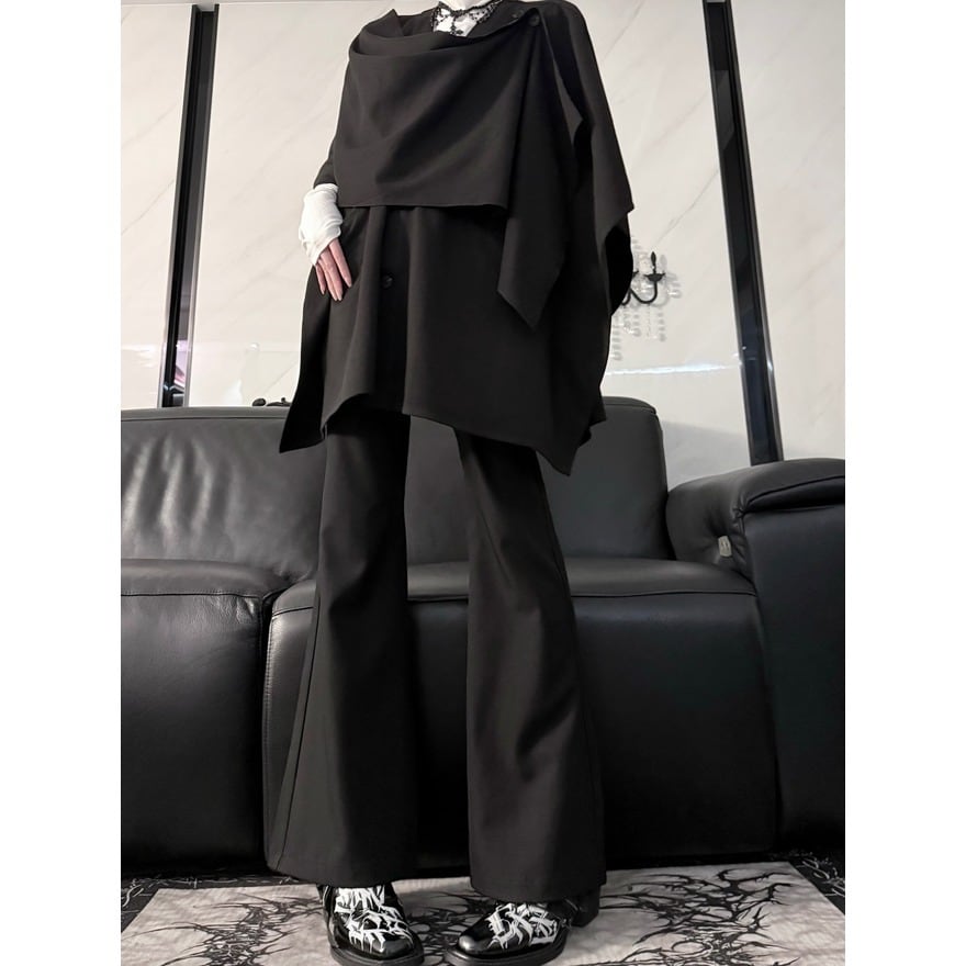 大人ゴシック 男装風 クローク風ドレープジャケット ブラック 静謐な退廃感を纏う|WithU