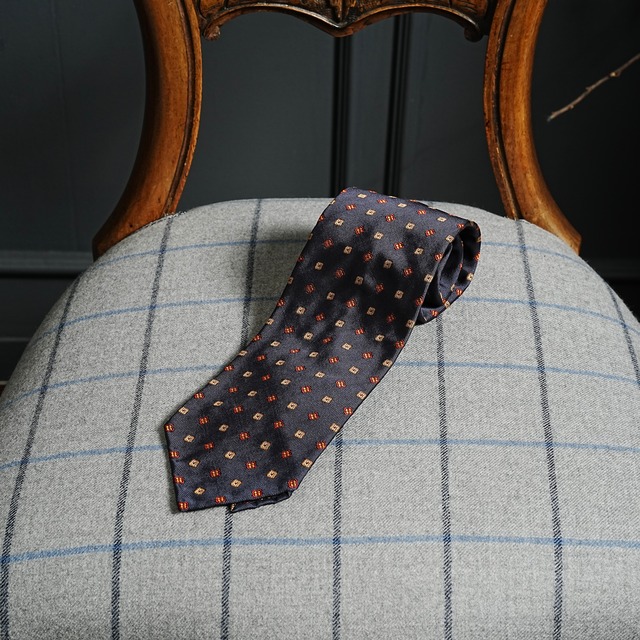Jacquard Geometric Silk Tie Navy