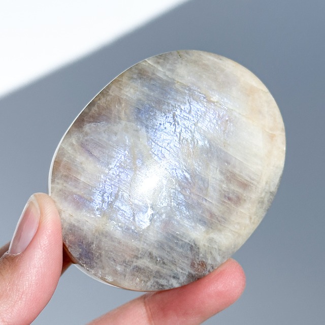 両面ブルーシラー◎サン＆ムーンストーン パームストーン33◇ Sun & Moon Stone ◇ 天然石・鉱物・パワーストーン