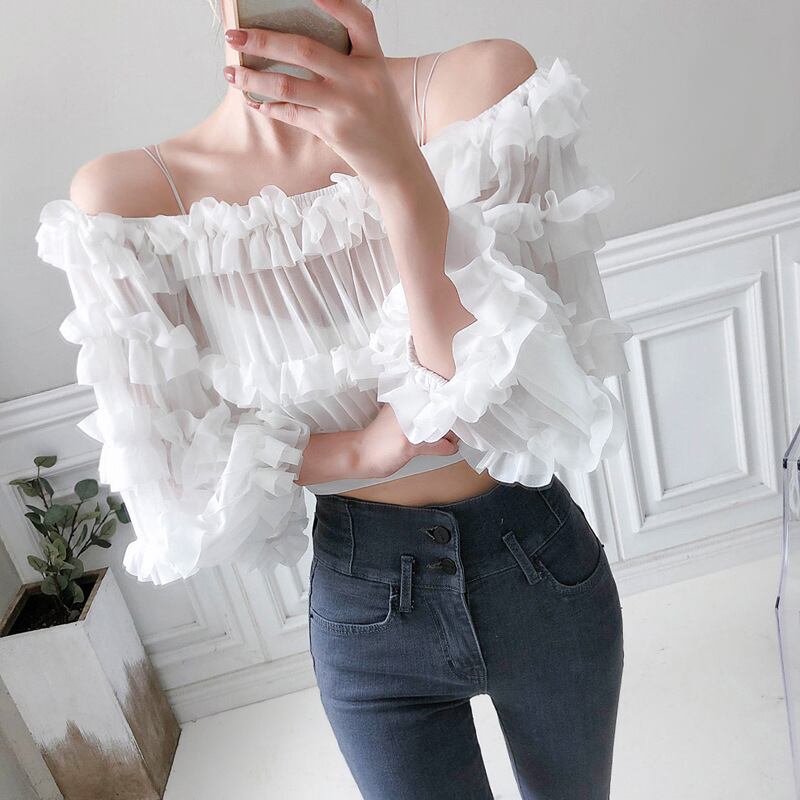 【set】キャミソール×ギャザーフリルトップスセット M22219