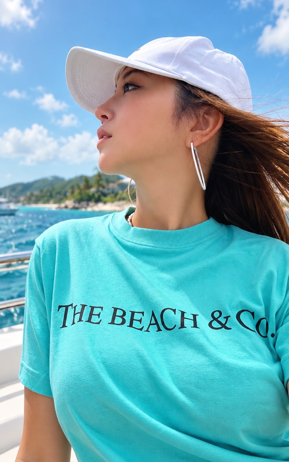 THE BEACH & Co. ロゴTシャツ / ティファニーブルー × ブラック | THE