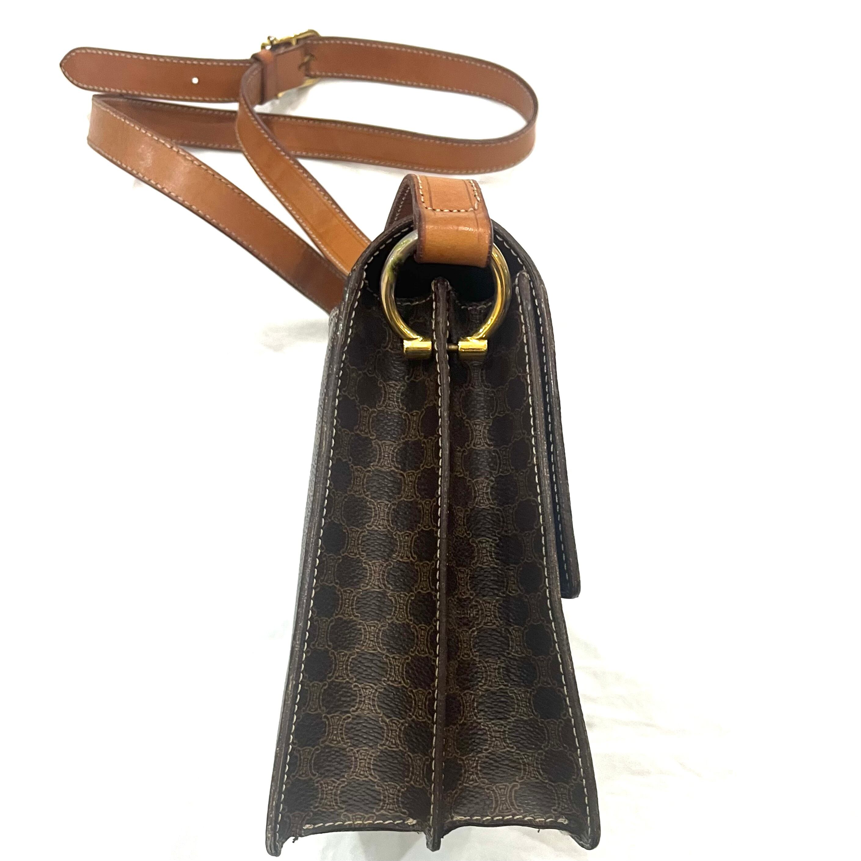セリーヌ　マカダム柄フラップハンドバッグ CELINE】1860 セリーヌ マカダム柄 二重フラップ ハンドバッグ