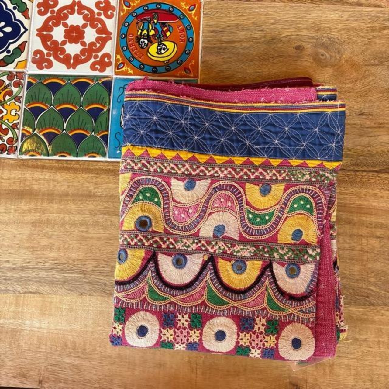 INDIA Vintage Rabari embroidered fabric 60×180cm 25000-2