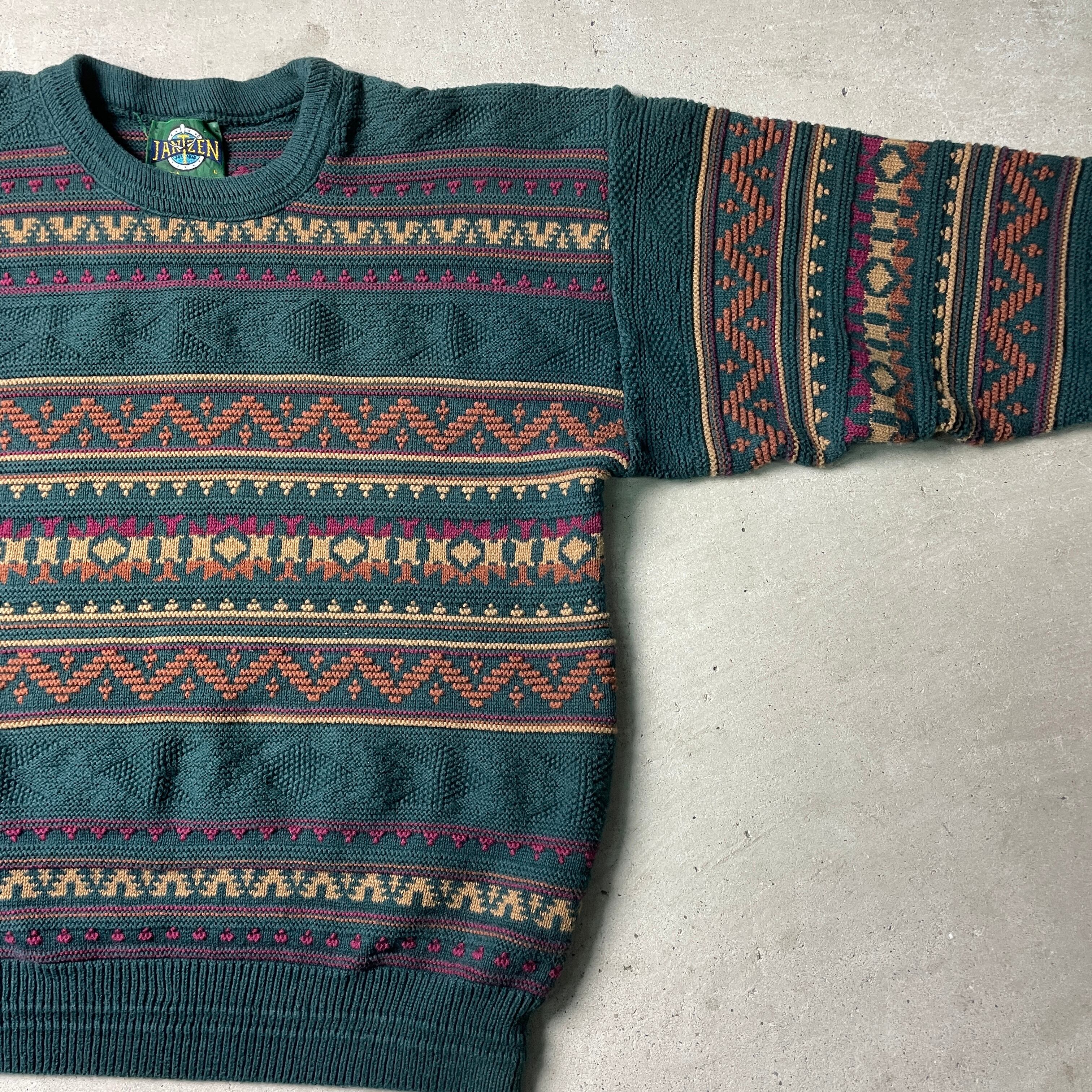 90年代 USA製 JANTZEN ジャンセン コットンニットセーター メンズL 