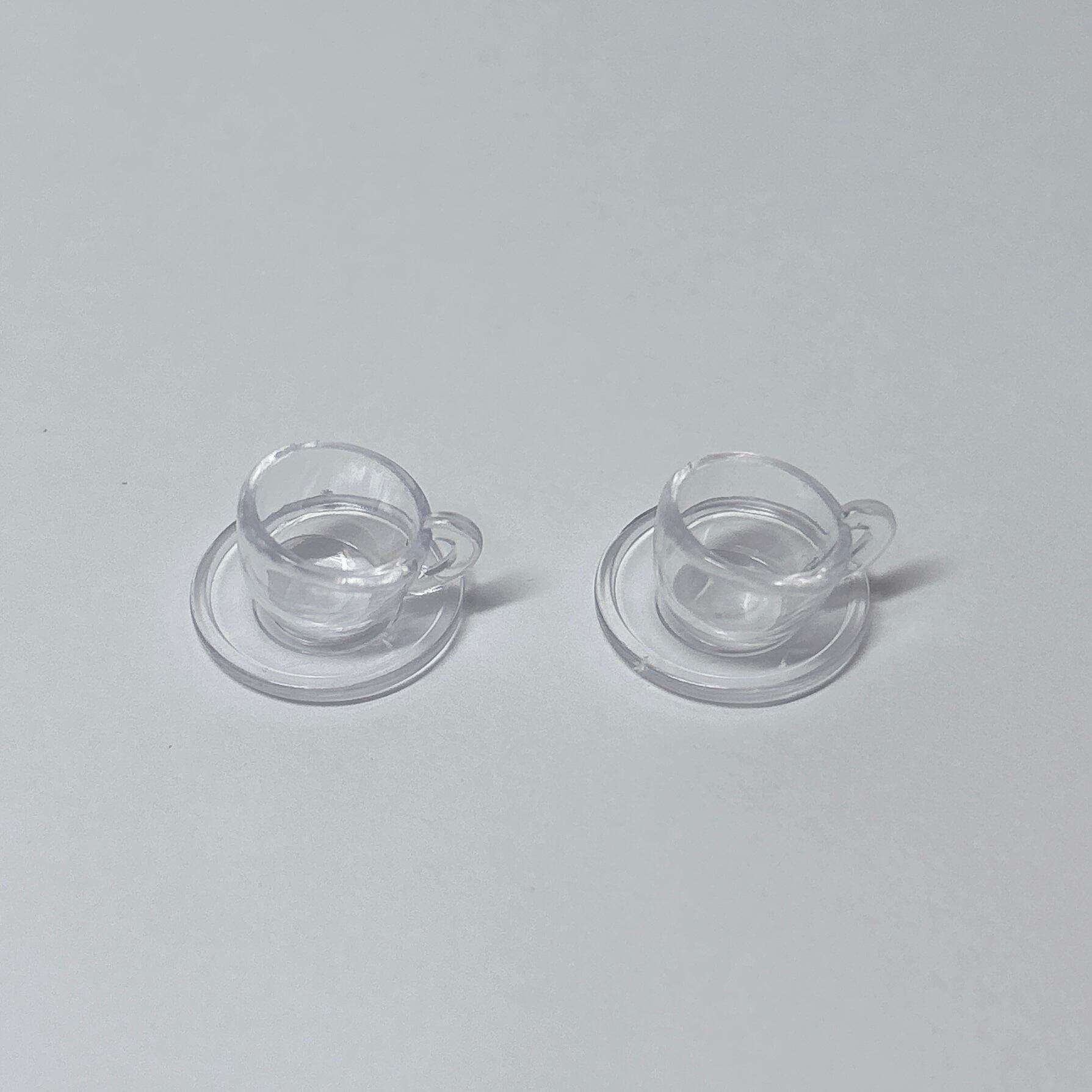 ミニチュアティーカップ＆ソーサー】クリア素材の食器セット 各10個