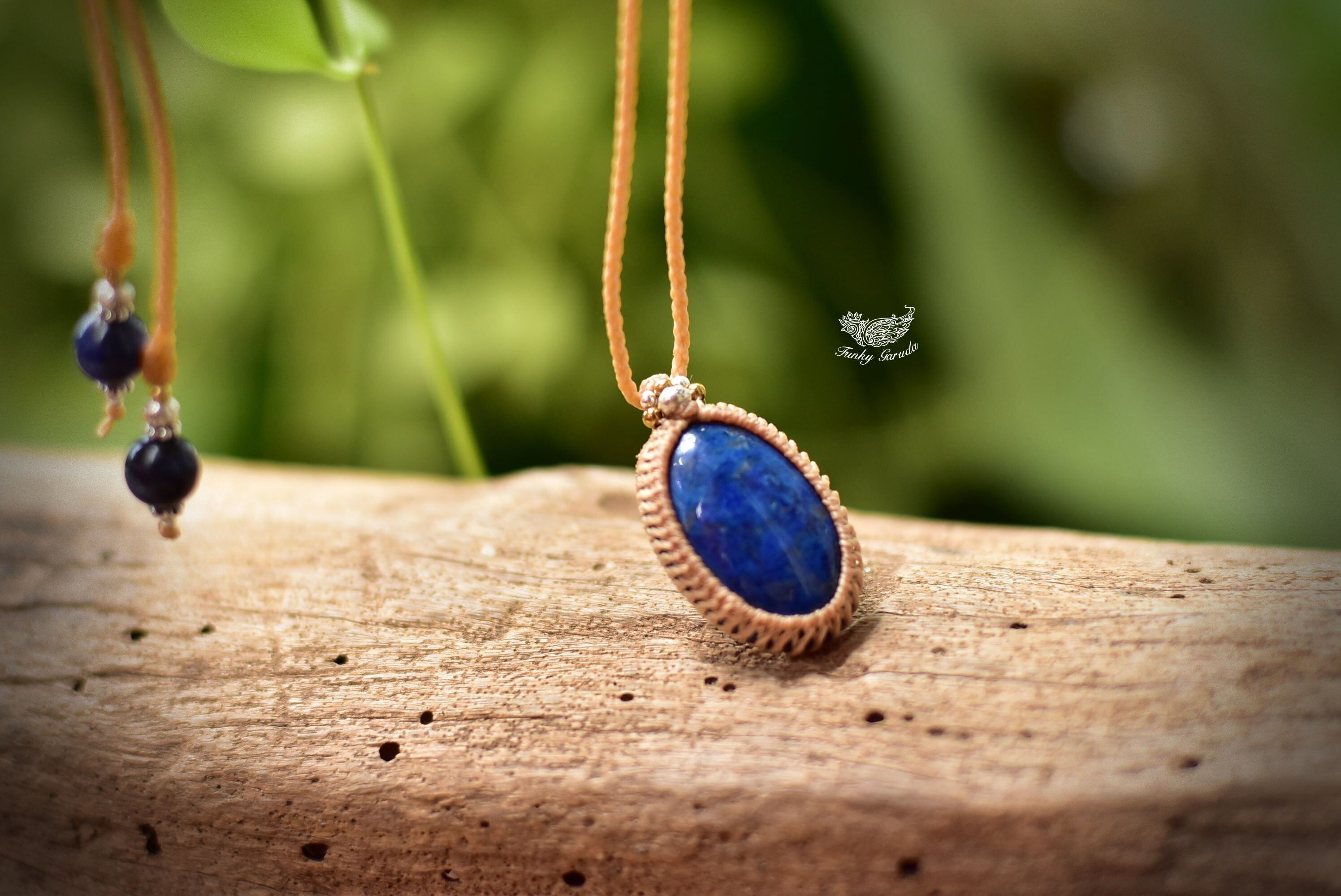 深い蒼☆ラピスラズリマクラメペンダント180 | Funky garuda