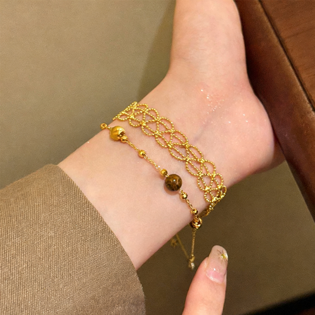 ZJ金色のレース虎目石ブレスレット 2点セット