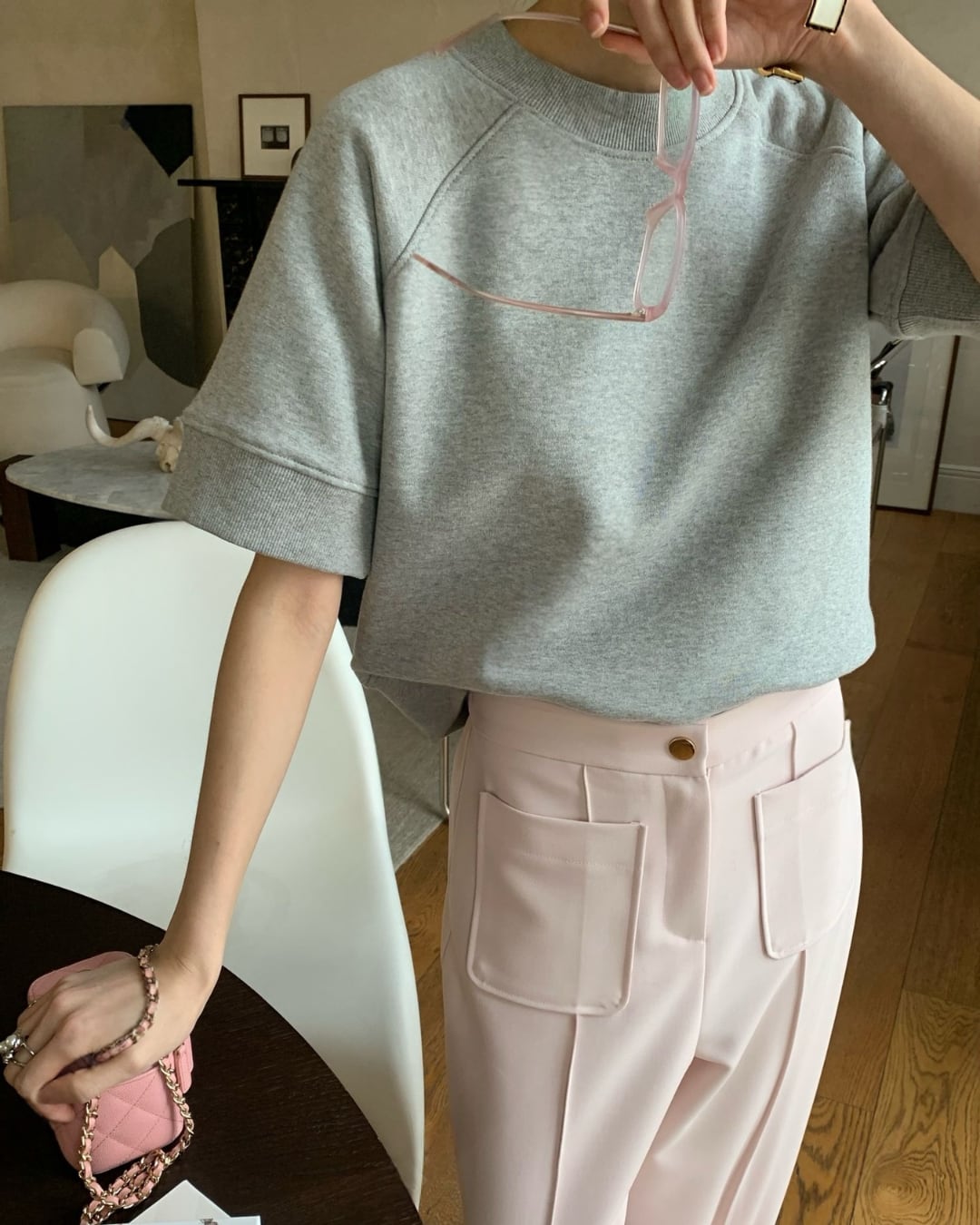 ショート丈スウェットトップス