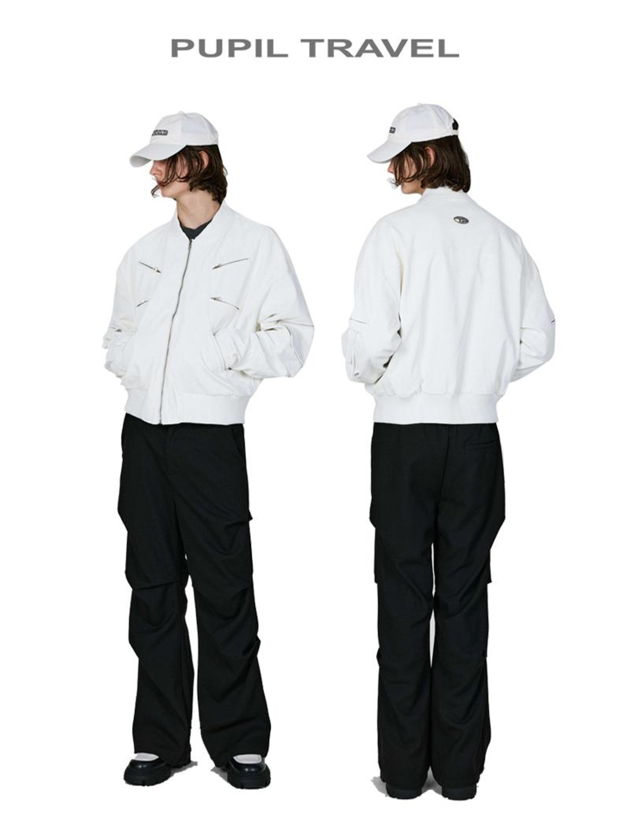 PUPIL TRAVEL リバーシブル ジップベルベットレザーテイストボンバージャケット