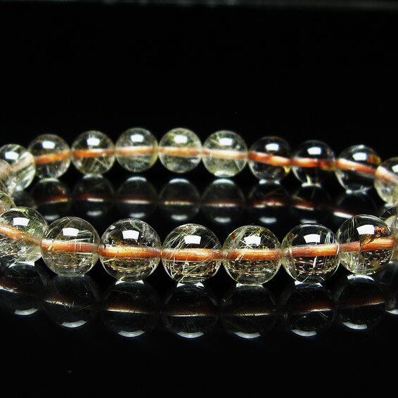 ルチルクォーツ ブレスレット 8mm タイチンルチル ブレスレット メール便可 111-49145