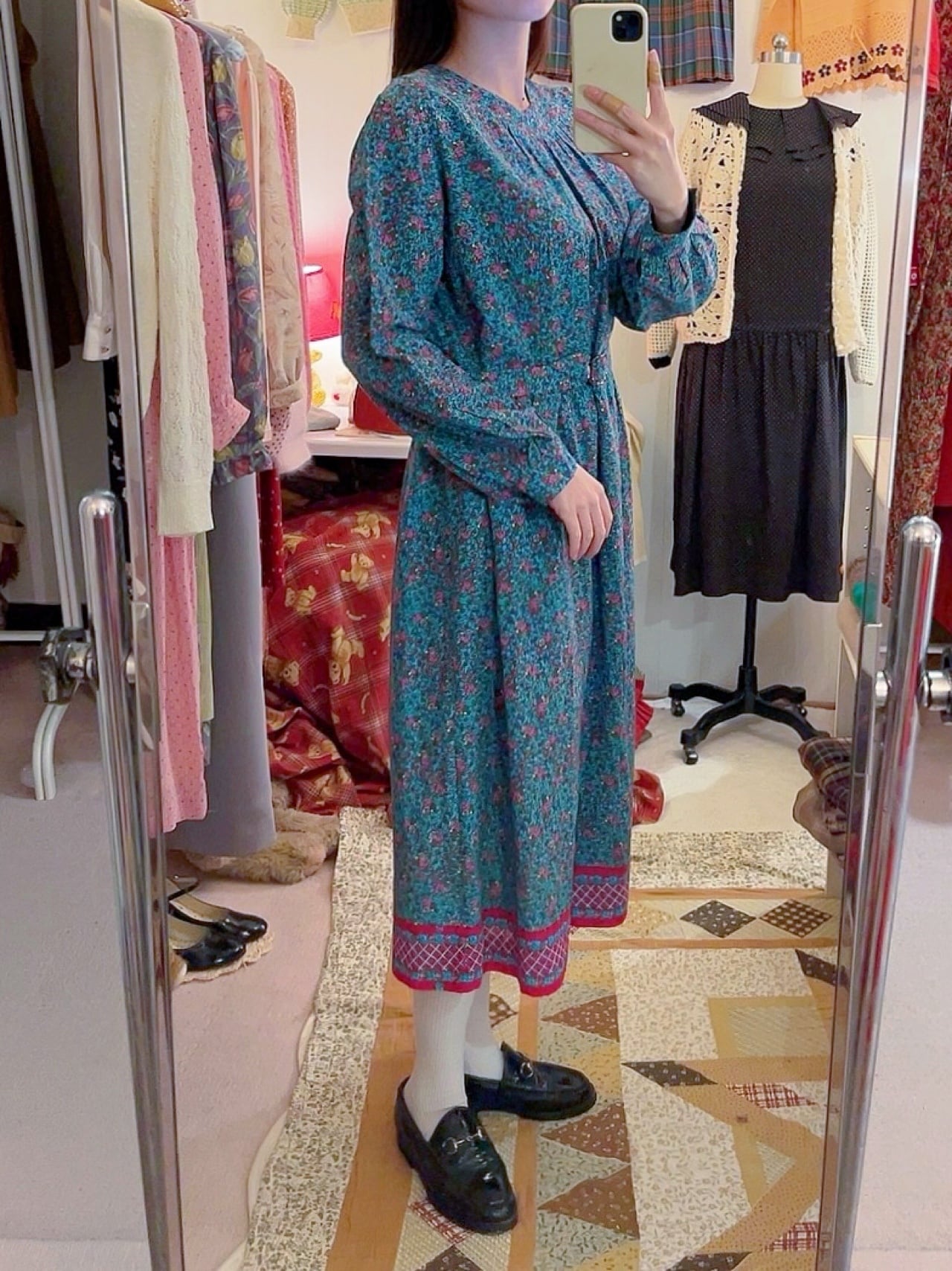 pink line flower gather one-piece