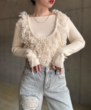 【12/24 21:00〜】ブークレフリンジニットビスチェ【アイボリー】