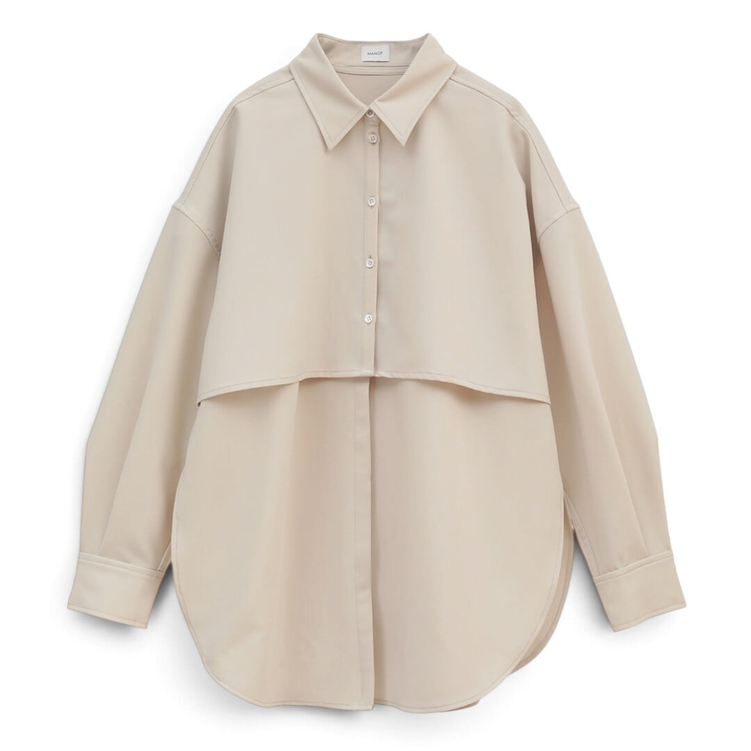 MANOF マノフ レイヤード 3WAY シャツセット ショート丈長袖シャツ × フレンチスリーブロングシャツブラウス