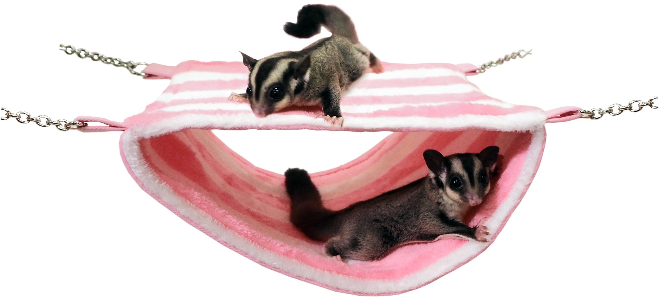 【小動物用品】しましまミニダブルモック ピンク