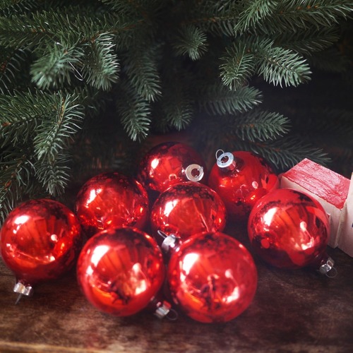 TY様　ご予約品　pyramid　赤色ガラス飾り玉8個　マーキュリーガラス　アメリカ