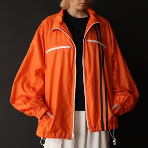 " OLD NAVY " over silhouette line switching design orange color zip-up blouson