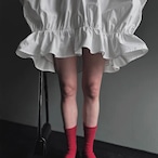 Elegant Lantern Sleeve Shirt Dress Set with Sheer Mesh Slip (ME212)