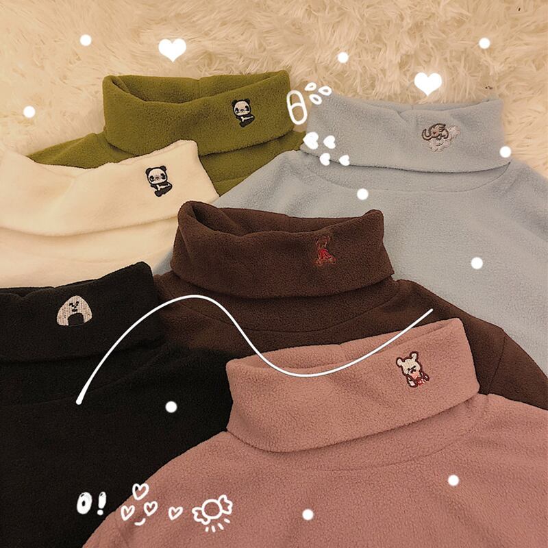 2020年新作ハイネック刺繡ボトミングシャツレディース秋冬長袖オールマッチeseキュートTシャツスモールフレッシュトップトレンド 萌量不足26665028235