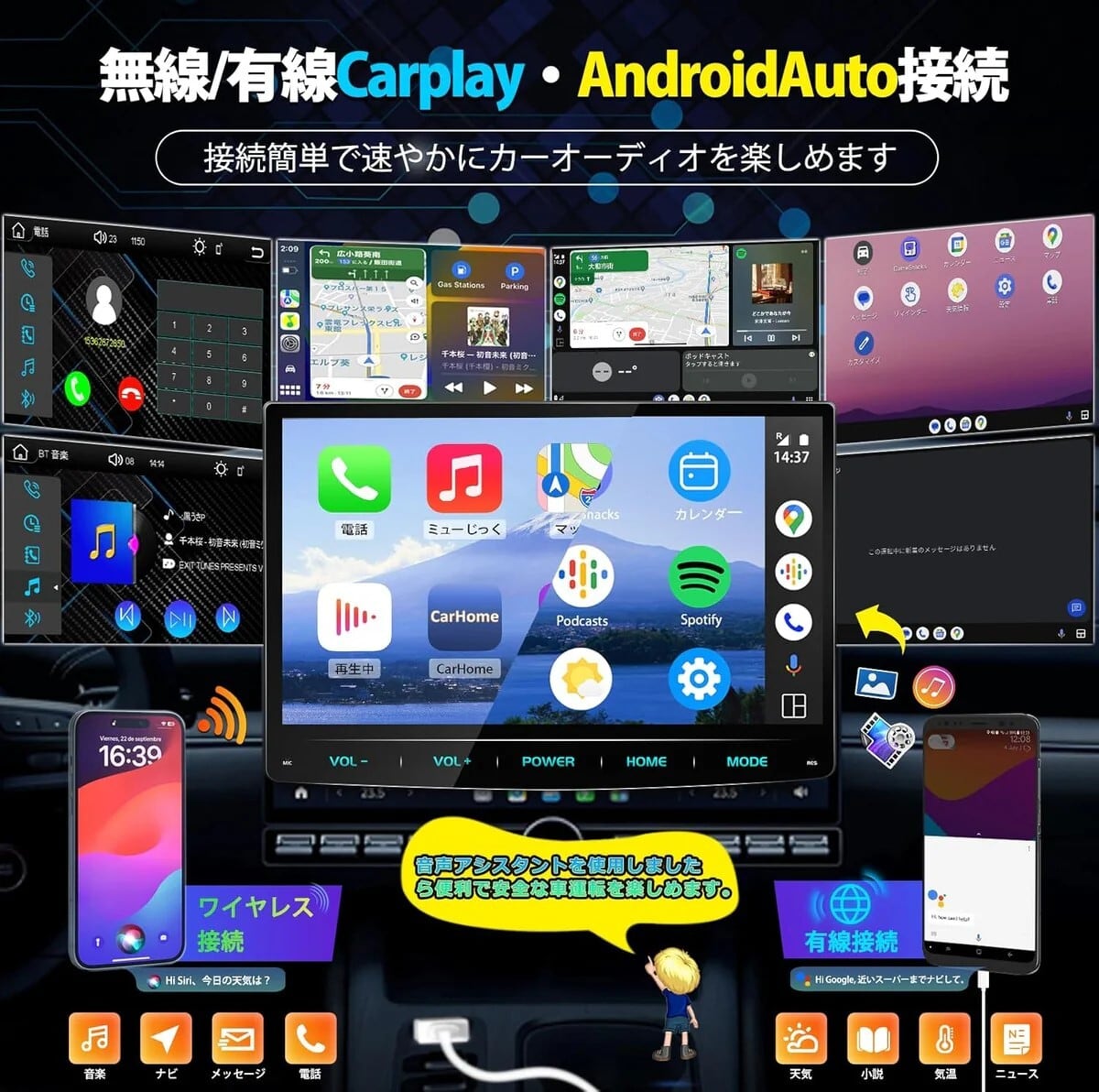 PRA105 ディスプレイオーディオ 10.1インチ 2din DVDプレーヤー カー
