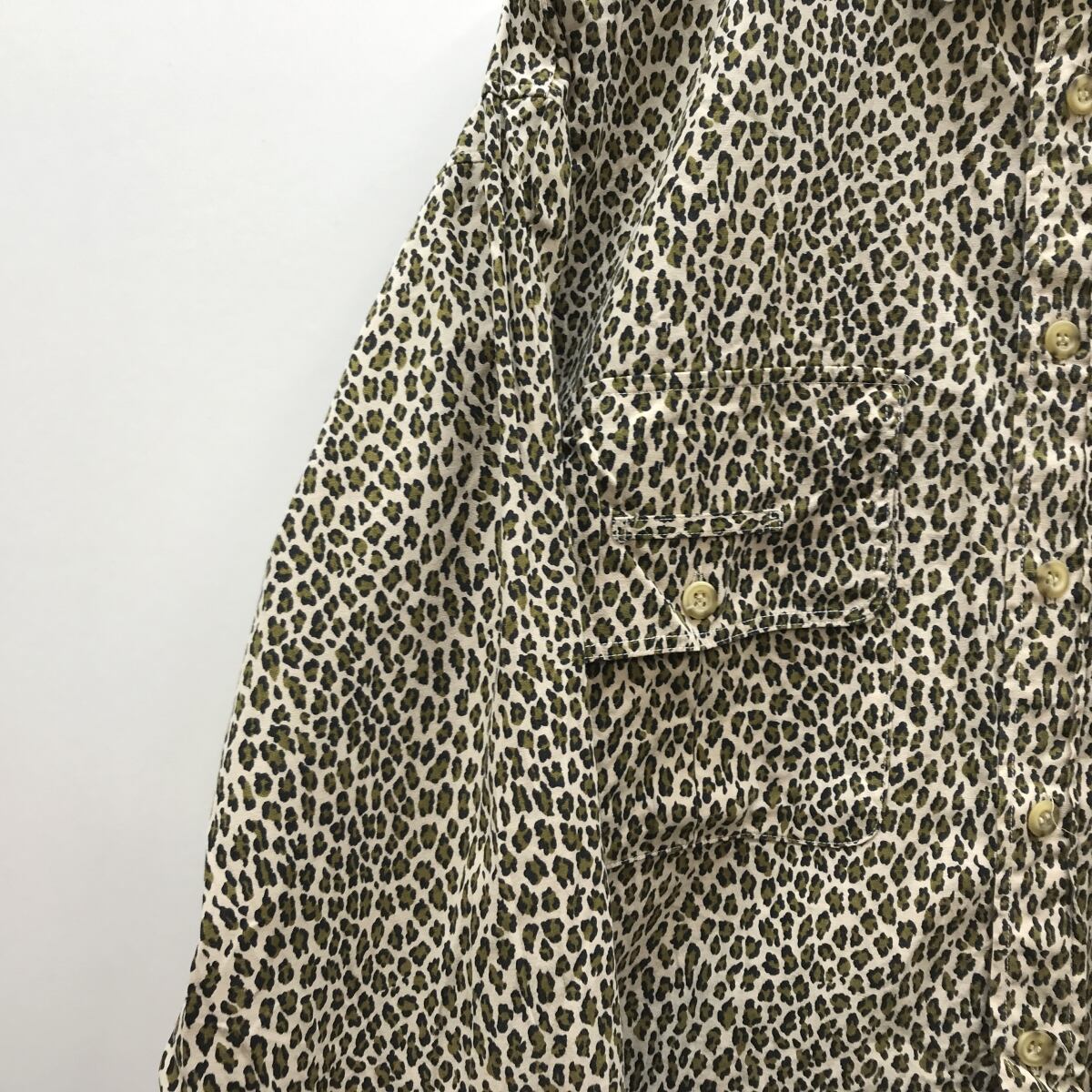 KONGA 90年代 アニマル総柄シャツ レオパード柄 襟切り替え ドレス 