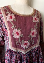 Embroidery Indian Cotton Dress(NAVY)