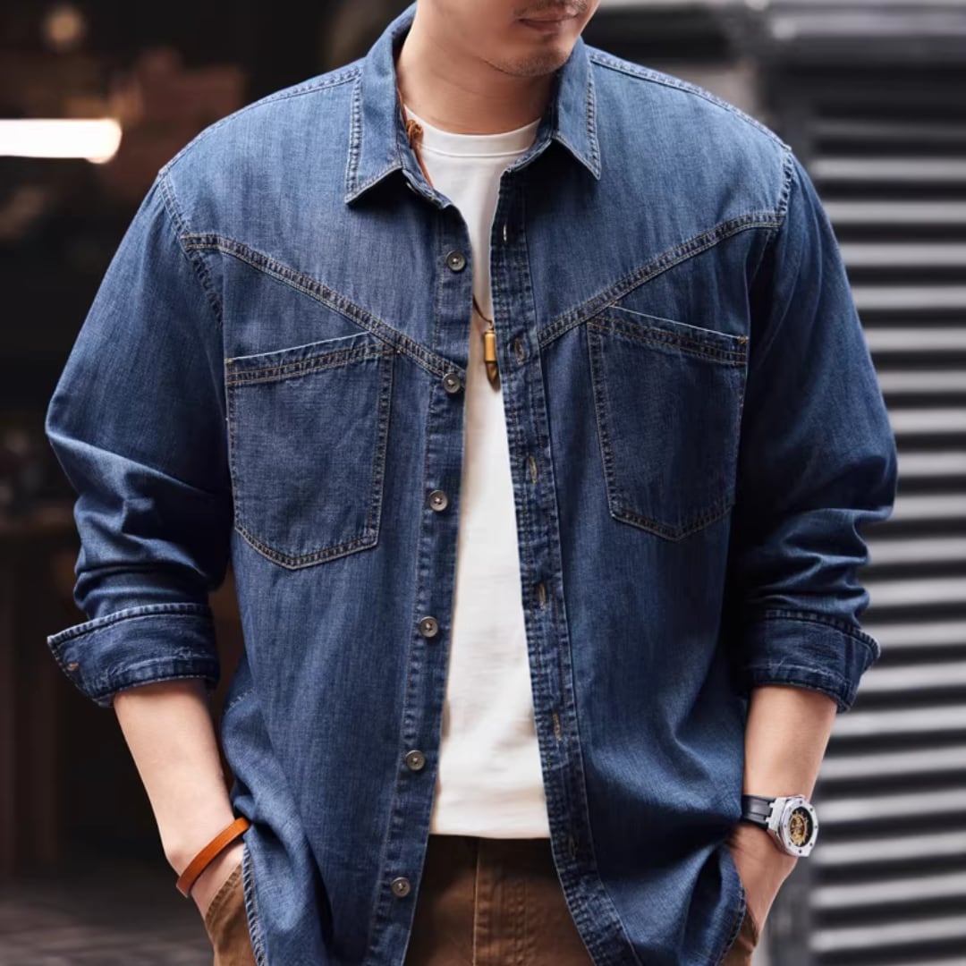 Vintage Cotton Denim Workwear Shirt(GV310)