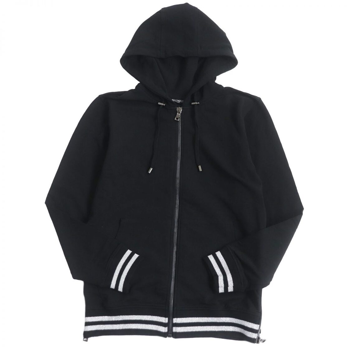 極美品□BALMAIN/バルマン バックロゴ ラインデザイン ラメ ジップ 