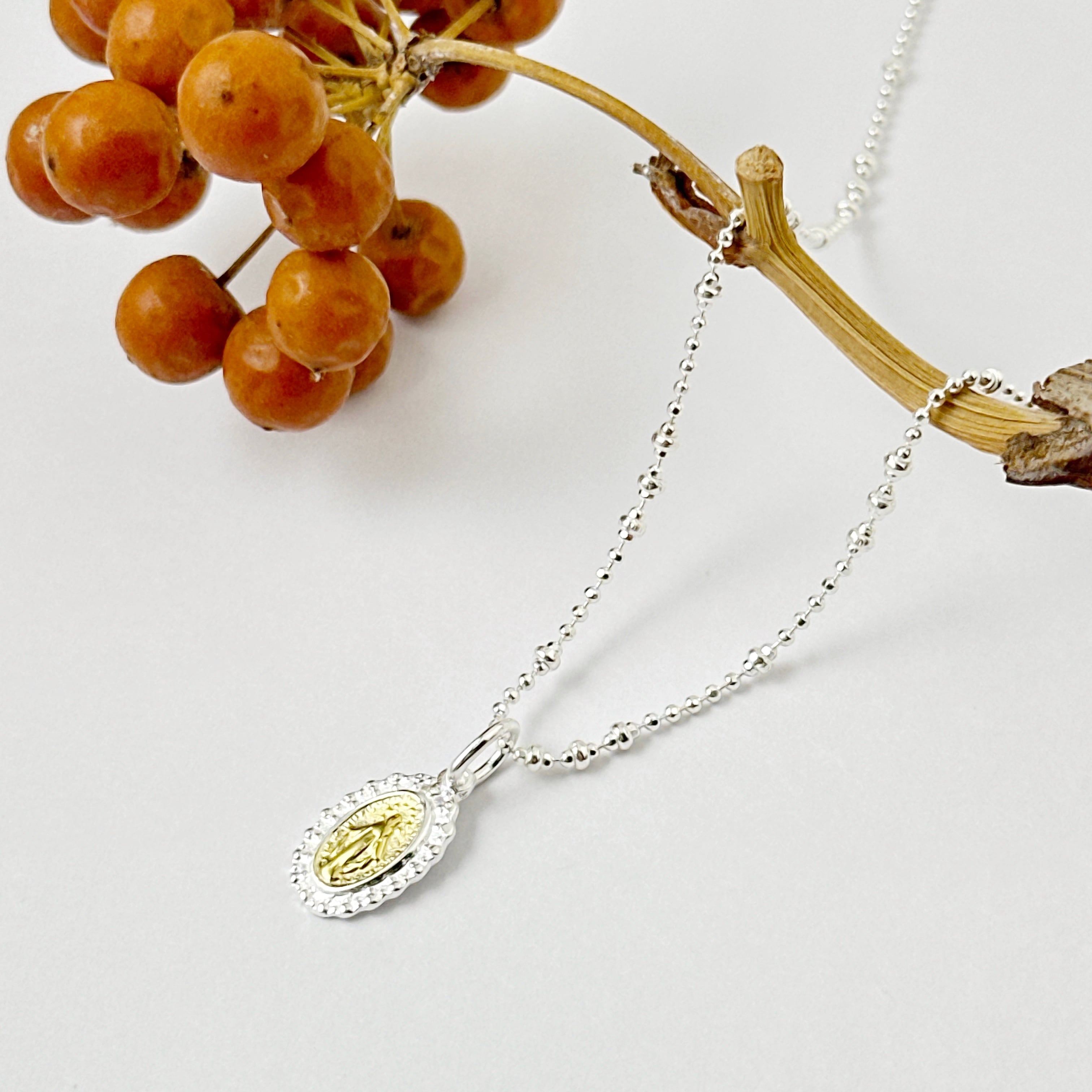 ラスト2】Silver x Gold Coating コンビ スモール オメダイ ネックレス