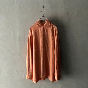-Ambrozzio- plain color linen × rayon shirt