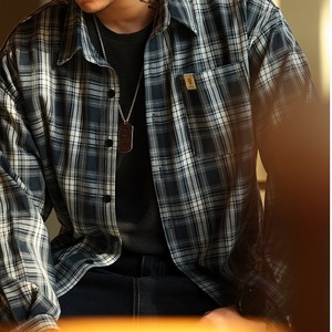 レトロチェック柄長袖シャツ 225372