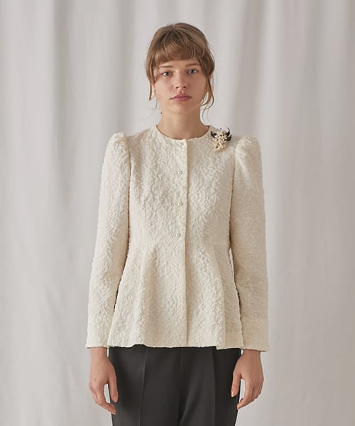 トロワズィエムチャコ　ふくれジャガードパール釦ジャケット ふくれジャガードパール釦ジャケット | troisiemechaco