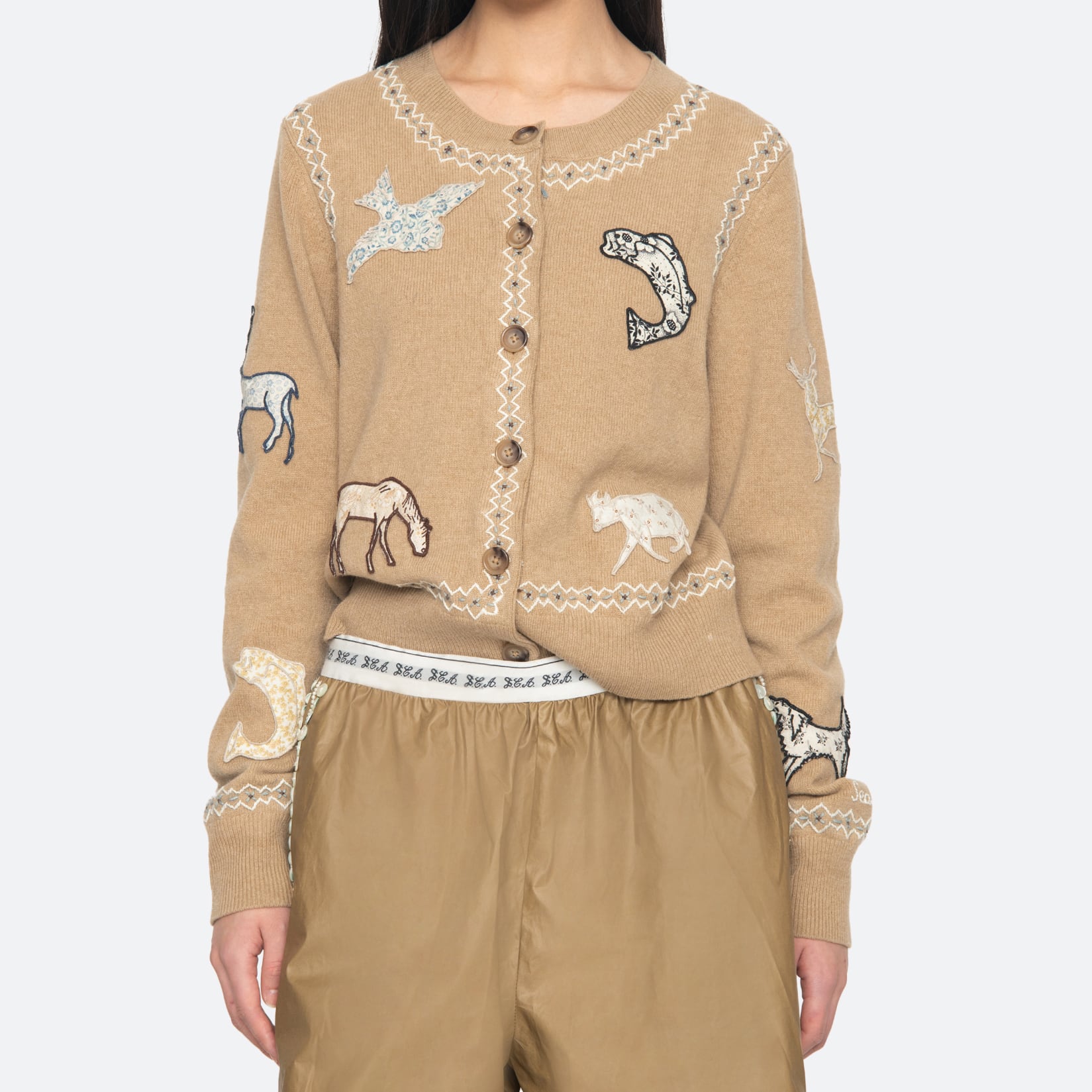 SEA NY WINSLOW CRAFT L/SLV CARDIGAN CAMEL