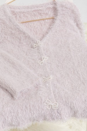 Ribbon pearl fur knit