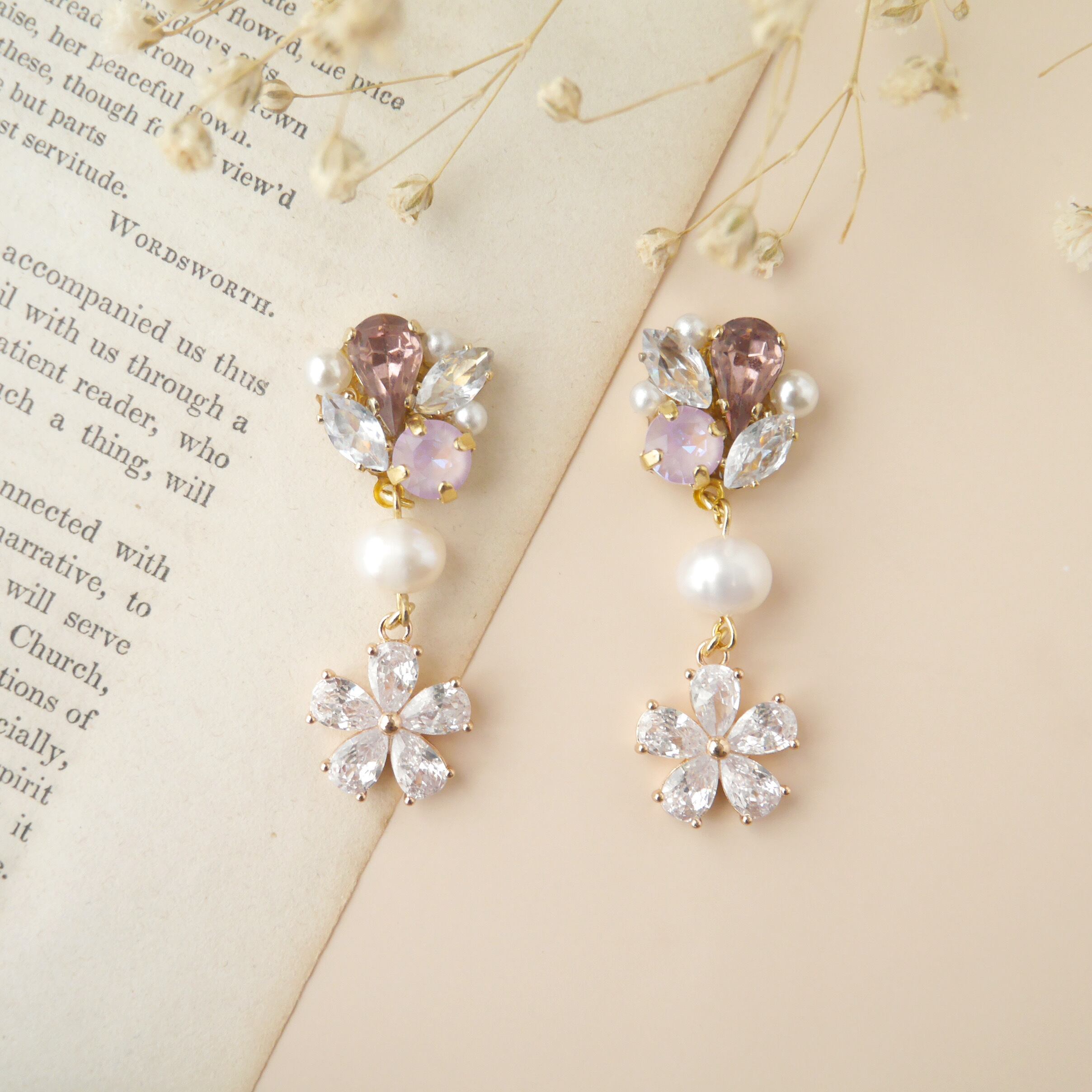 デイジー×淡水パールビジュー〈ピンク〉