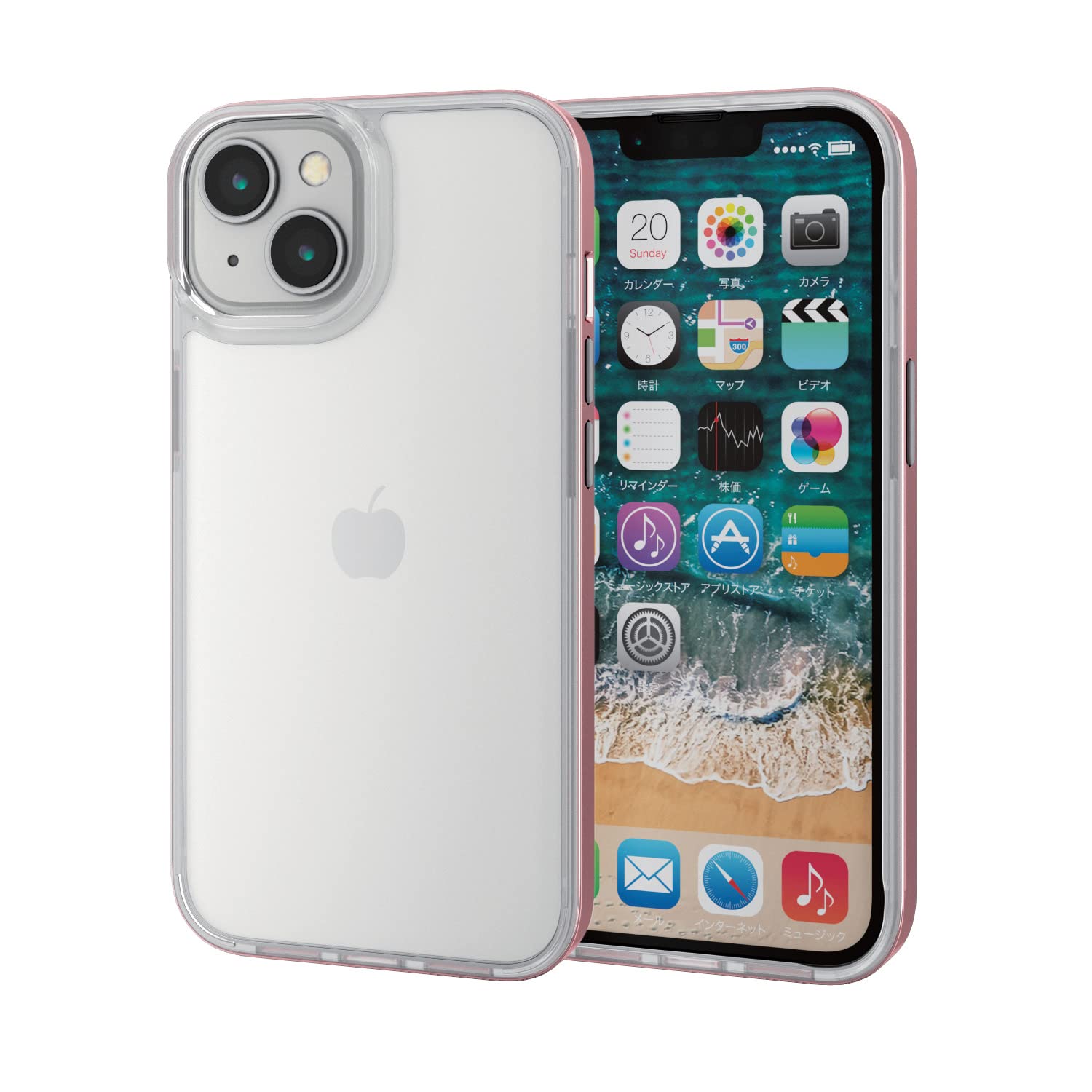 エレコム iPhone 14 / 13 ケース カバー 耐衝撃 衝撃吸収 サイドメッキ メッキ色(ピンク) クリア PM-A22AHVMPN