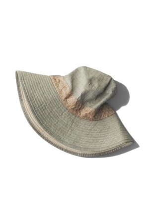 00's "HERMÈ" Linen Wool Hat with Perch Leather Band Made in FRANCE