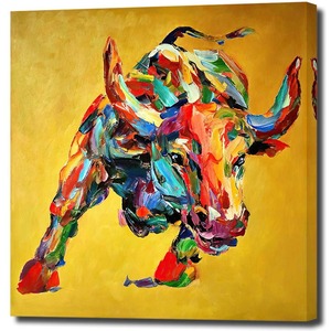 【数量限り】アートパネル 牛 動物 W60cm H60cm 正方形 大型 アートフレーム 絵画 キャンバス 額付き パネルアート ポップアート モダンアート 壁掛け インテリア 装飾