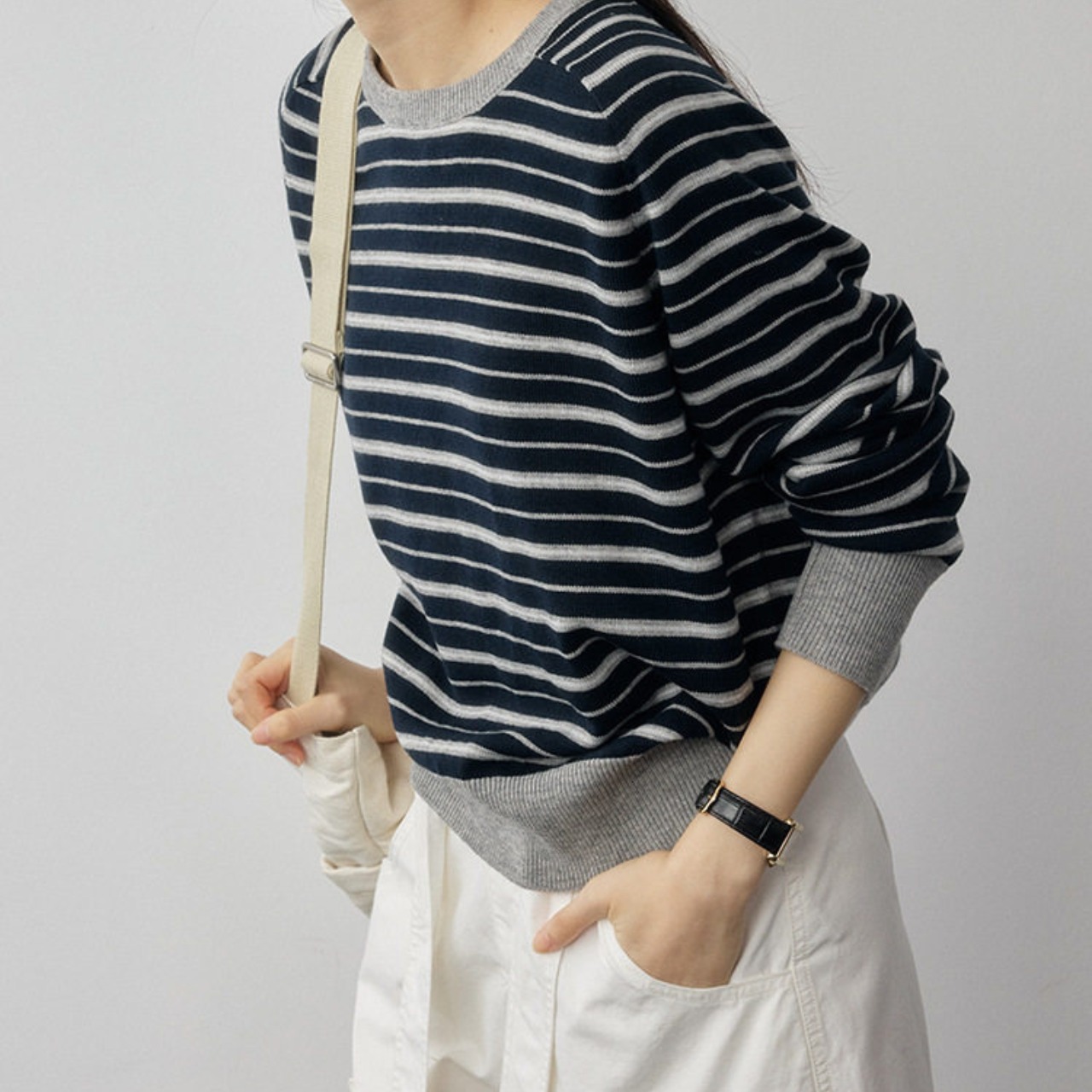 Striped Oversized pullover T0729