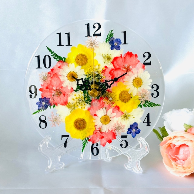✿花時計 【フラワーガーデン・スカーレット】 φ15cm ハンドメイド ギフト ボックス入り 母の日 誕生日