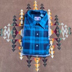 1990s Deadstock”American Edition" Light-Cotton Print Flannel Shirt/LT/Green x Black