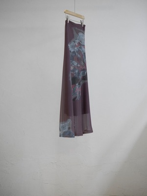 Art Graphic Sheer Skirt / WINE