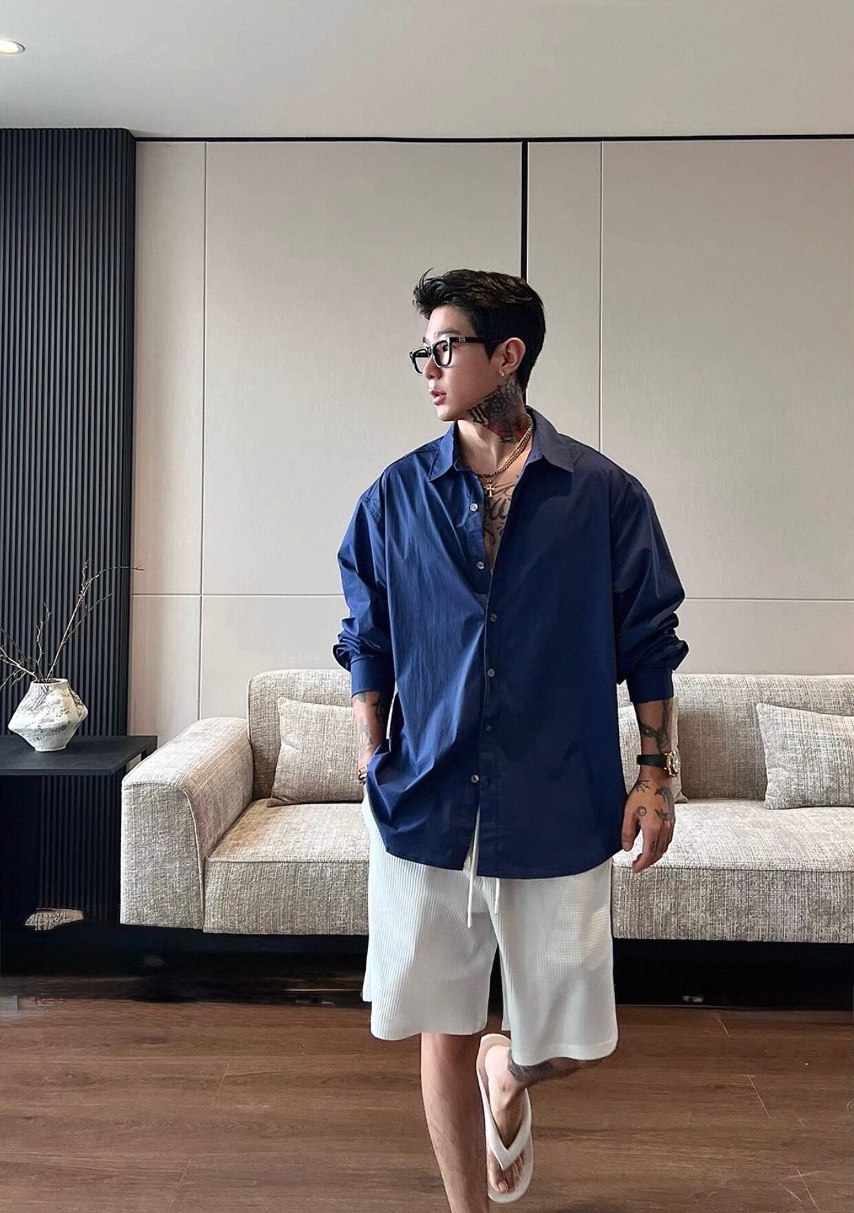 OXFREAK Royal Blue Relaxed Oversize Shirt ロイヤルブルー