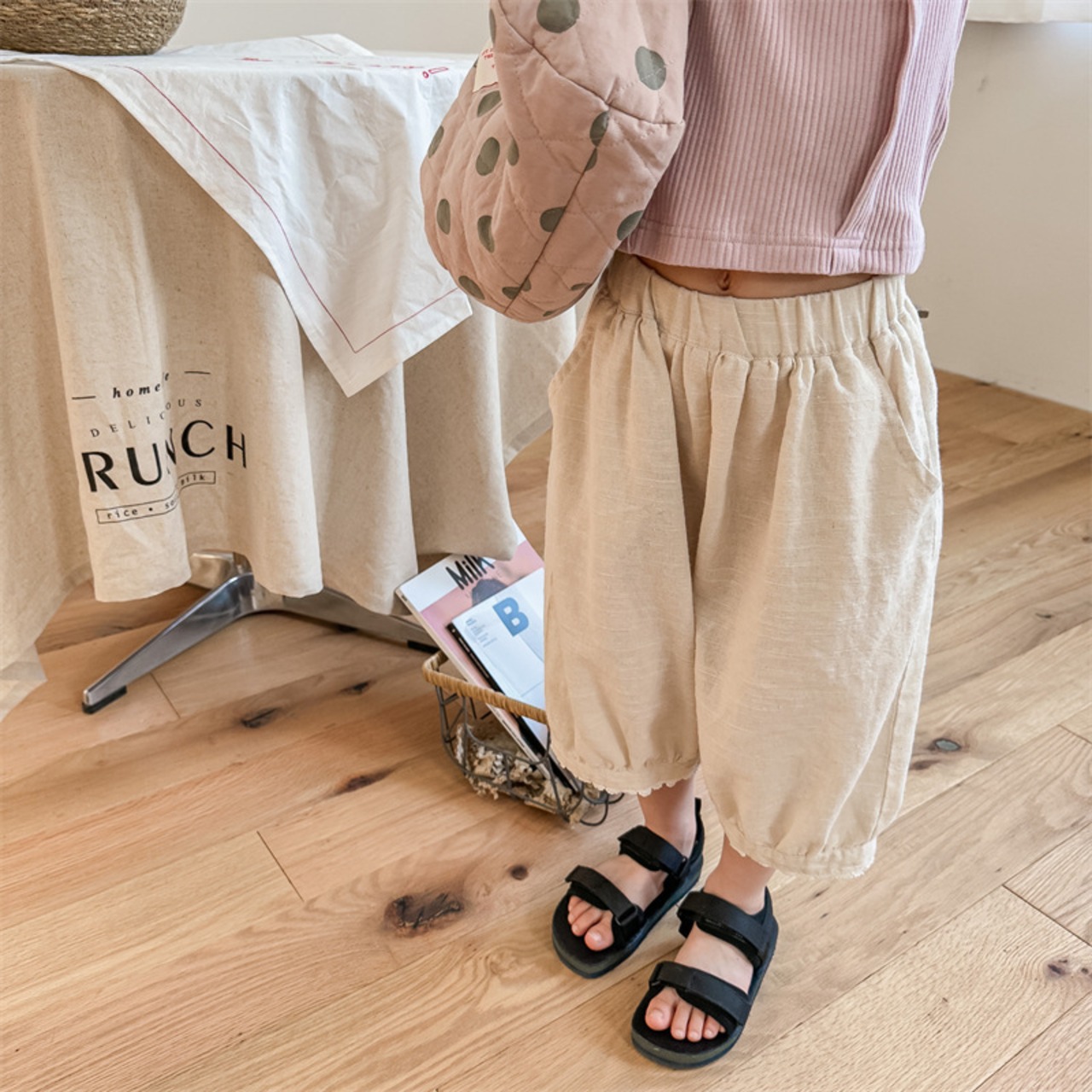 夏リネンハーフパンツ