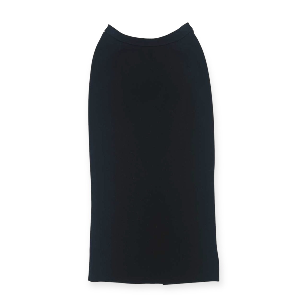 90s YVES SAINT LAURENT イヴサンローラン スリット入り レーヨン&ナイロン ロング ニットスカート 9 /黒 ブラック/福助/日本製