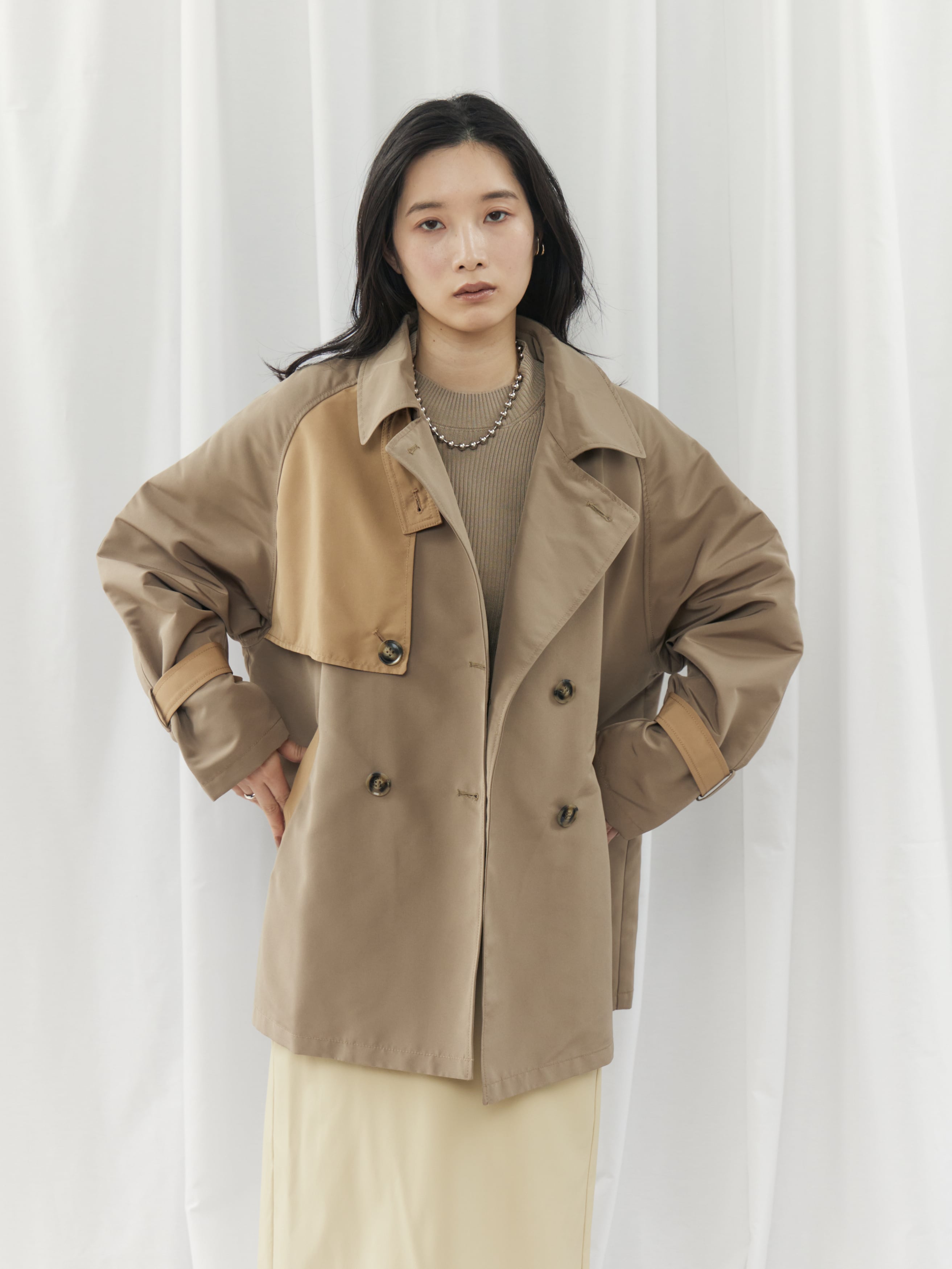 BICOLOR SHORT TRENCH COAT（ﾊﾞｲｶﾗｰｼｮｰﾄﾄﾚﾝﾁｺｰﾄ）【3676100】 | CIEL'AIR